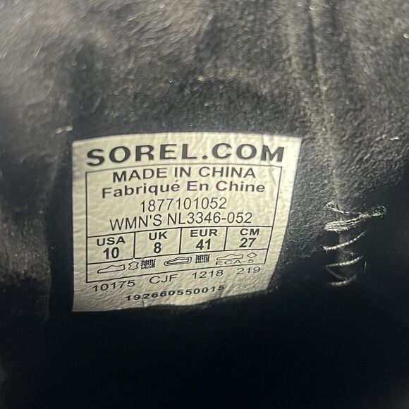 Sorel Joan Of Arctic Wedge II Chelsea Ankle Boots Quarry Black Leather, Size 10 - Picture 8 of 9